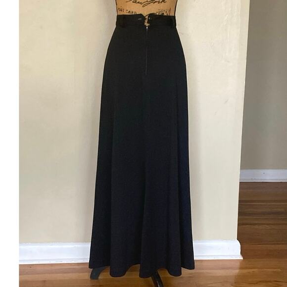 Vintage Black Polyester A-Line Maxi Skirt Women’s S - Picture 3 of 7